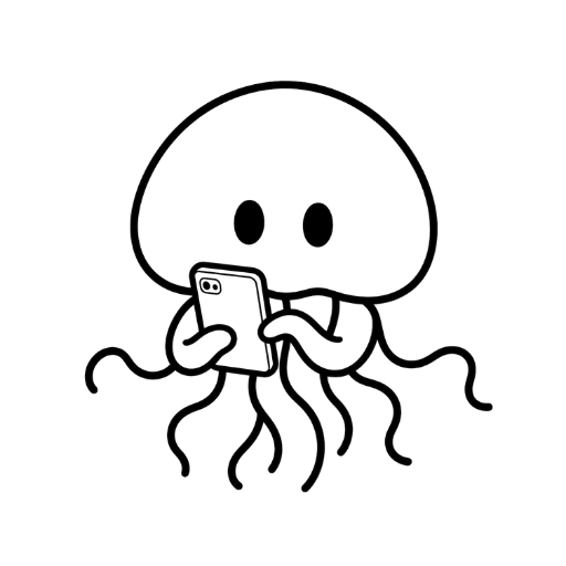 くらげがスマホをいじっているイラスト